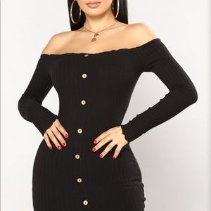 Fashion Nova Jacklyn Off Shoulder Dress - Black 1X